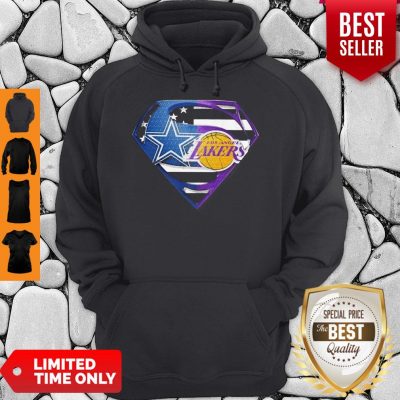 Superhero Dallas Cowboys And Los Angeles Lakers Diamond American Flag Independence Day Hoodie