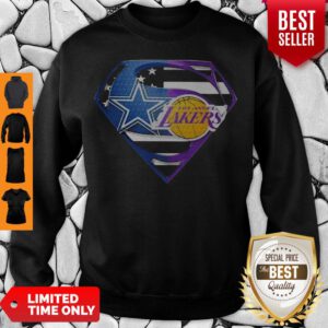 Superhero Dallas Cowboys And Los Angeles Lakers Diamond American Flag Independence Day Sweatshirt