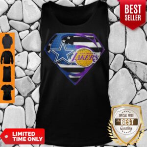 Superhero Dallas Cowboys And Los Angeles Lakers Diamond American Flag Independence Day Tank Top