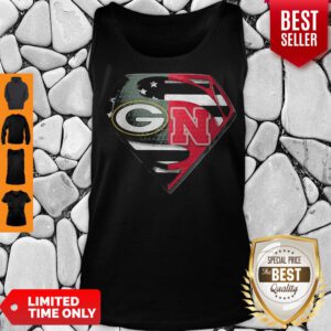 Superhero Green Bay Packers And Nebraska Cornhuskers Diamond American Flag Independence Day Tank Top