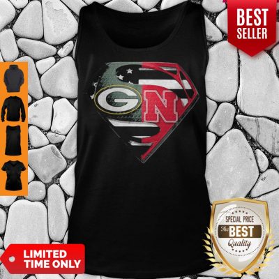 Superhero Green Bay Packers And Nebraska Cornhuskers Diamond American Flag Independence Day Tank Top
