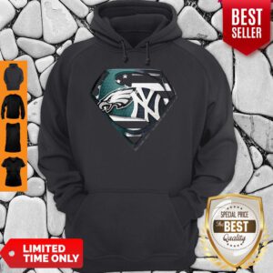 Superhero Philadelphia Eagles And New York Yankees Diamond American Flag Independence Day Hoodie