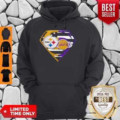 Superhero Pittsburgh Steelers And Los Angeles Lakers Diamond American Flag Independence Day Hoodie