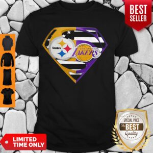 Superhero Pittsburgh Steelers And Los Angeles Lakers Diamond American Flag Independence Day Shirt