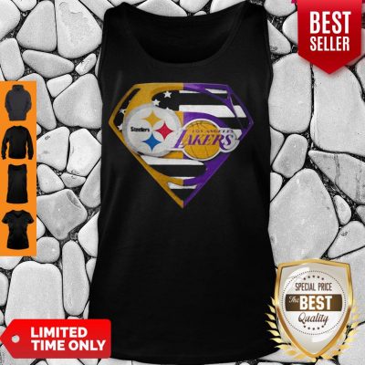 Superhero Pittsburgh Steelers And Los Angeles Lakers Diamond American Flag Independence Day Tank Top