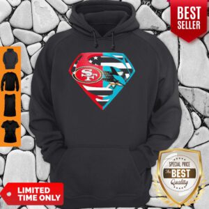 Superhero San Francisco 49Ers And San Jose Shark Diamond American Flag Independence Day Hoodie