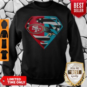 Superhero San Francisco 49Ers And San Jose Shark Diamond American Flag Independence Day Sweatshirt