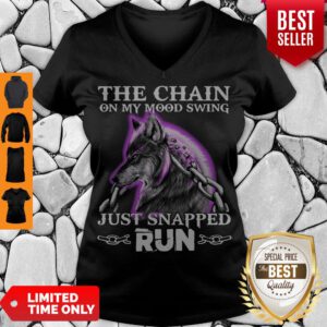 The Chain On My Mood Swing Just Snapped Run Wolf V-neck