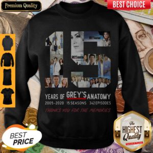 Top 15 Years Of Grey’s Anatomy Thank You For The Memories Sweatshirt
