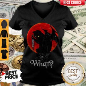 Top BLack Cat And Blood Moon What V-neck