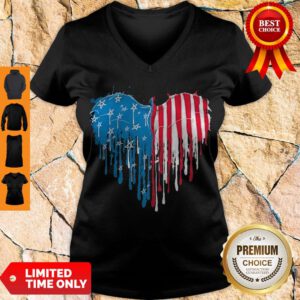 Top Dragon Heart American Flag Veteran Independence Day V-neck