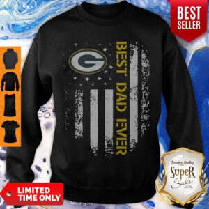 Top Green Bay Packers Best Dad Ever American Flag Sweatshirt