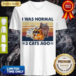 Top I Was Normal 3 Cats Ago Black Version V-neck