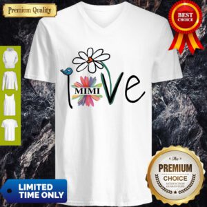Top Woman Mom Love Mimi Life Heart Floral Gift V-neck