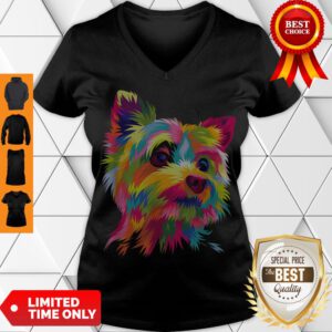 Top Yorkshire Terrier Funny Yorkie Pop Art Popart Dog Gift V-neck