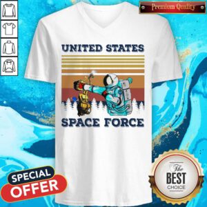 Astronaut Punch Alien In The Face United States Space Force Vintage V-neck