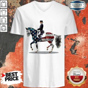 Awesome American Flag Dressage Horse V-neck