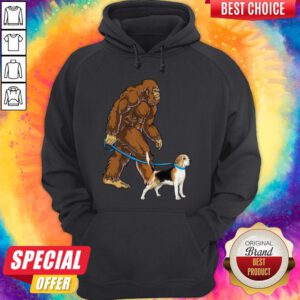 Awesome Bigfoot Walking With Beagle-Harrier Hoodie