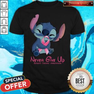 Awesome Stitch Never Give Up Breast Cancer Awareness Shirt
