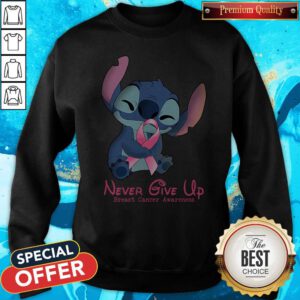 Awesome Stitch Never Give Up Breast Cancer Awareness Sweatshirt