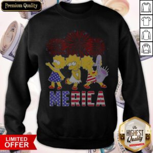 Firework Lisa Simpson Merica American Flag Independence Day Swetashirt