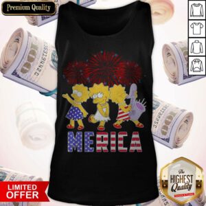 Firework Lisa Simpson Merica American Flag Independence Day Tank Top