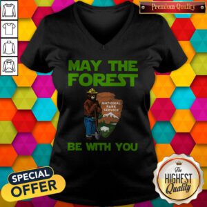 Funny Farmer Bear May The Forest Be With You V-neck