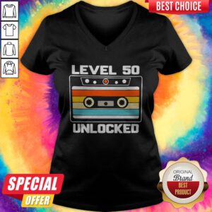 Funny Level 50th Unlocked Vintage V-neck