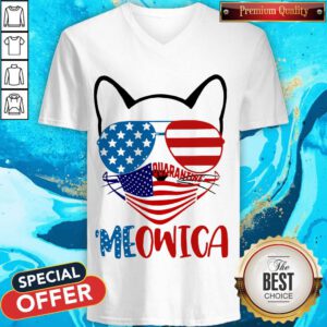 Funny Meowica 4th Of July Merica Quarantine V-neck