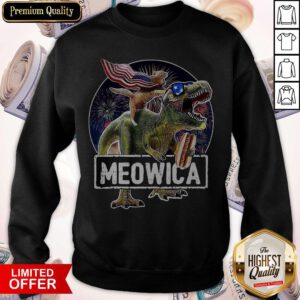 Funny Meowica Cat T-Rex Dinosaur 4th Of July Sweatshirt