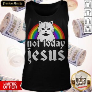 Funny Not Today Jesus Rainbow Satanic Cat Gothic Gift Idea Tank Top
