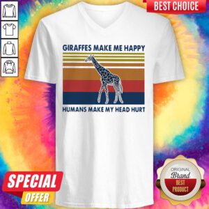 Giraffes Make Me Happy Humans Make My Head Hurt Vintage V-neck