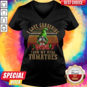 Gnomes I Love Gardening From My Head Tomatoes Vintage V-neck