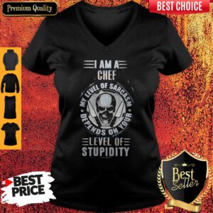 I Am A Chef My Level Of Sarcasm Depends On Your Level Of Stupidity Skull V-neck