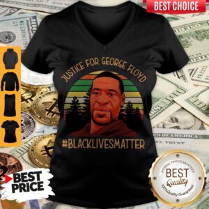 Justice For George Floyd Black Lives Matter Vintage Sunset V-neck