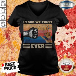 Miniature Pinscher Dog In God We Trust Ever American Flag Independence Day Vintage V-neck