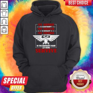 My Armor Is Contempt My Shield Is Disgust My Sword Is Hatred In The Emperor's Name Let None Survive Hoodie