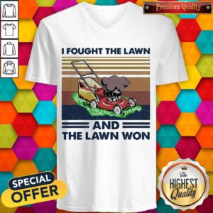Nice I Fought The Lawn And The Lawn Won Vintage Retro V-neck
