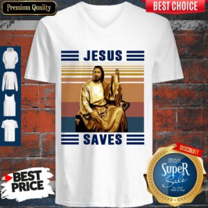 Nice Jesus Saves Fishing Vintage V-neck