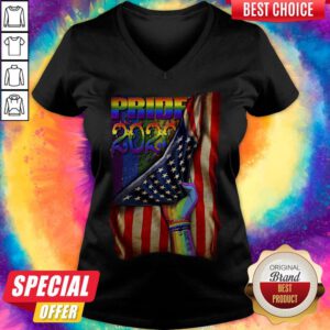 Nice Pride 2020 LGBT American Flag Hand Custom Name V-neck