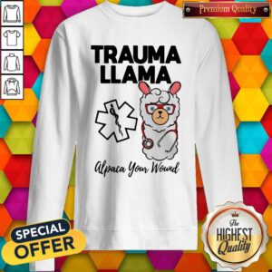 Nice Trauma Llm Alpaca Your Wound Media Logo Lamb Ear Piece Sweatshirt