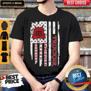 Nice Trucker Husband Daddy Protector American Flag Shirt