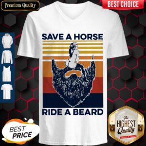 Official Save A Horse Ride A Beard Vintage V-neck