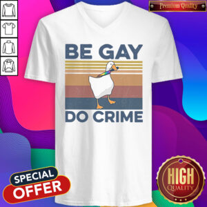 Premium Duck Be Gay Do Crime Vintage V-neck