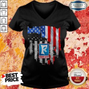 Premium Food City American Flag Independence Day V-neck