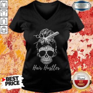 Premium Hair Hustler Skull V-neck