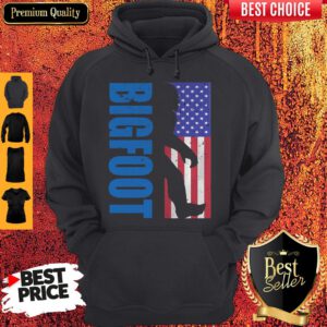 Pretty Bigfoot American Flag Veteran Independence Day Hoodie