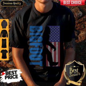 Pretty Bigfoot American Flag Veteran Independence Day Shirt