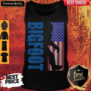 Pretty Bigfoot American Flag Veteran Independence Day Tank Top