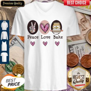 Pretty Peace Love Bake Hearts V-neck